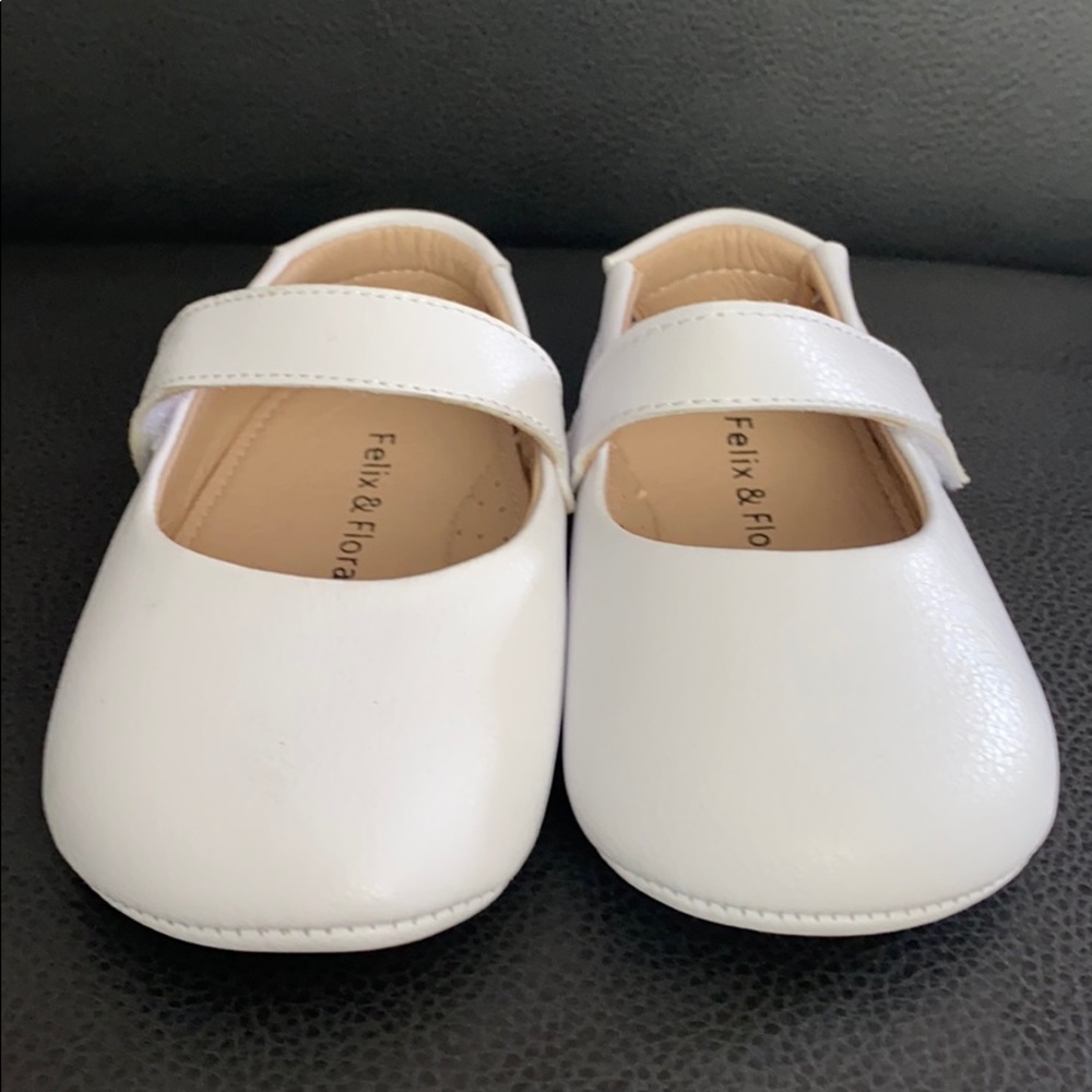 Felix and Flora white ballerina baby shoes
